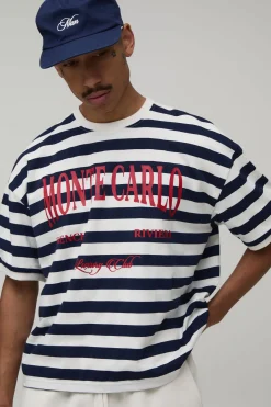 T-shirt Oversize Coupe Boxy À Imprimé Rayures Monte Carlo