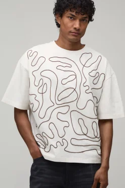 T-shirt Oversize Coupe Boxy Orné De Motifs Doodle