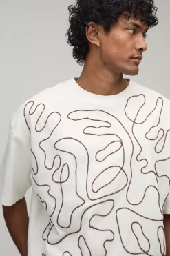 T-shirt Oversize Coupe Boxy Orné De Motifs Doodle