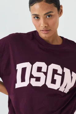 DSGN Studio T-shirt Oversized À Appliqué Collegiate<Femme Dsgn Studio|Athleisure
