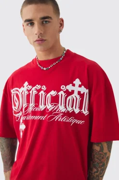 T-shirt Oversized Boxy à appliqué croix distressed