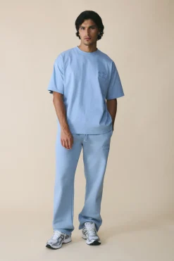 T-shirt Oversized Brodé En Coton Épais 280 G/m²