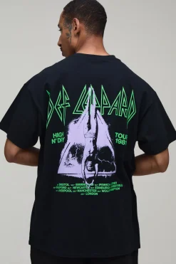T-shirt Oversized Imprimé Licence Def Leppard Effet Délavé