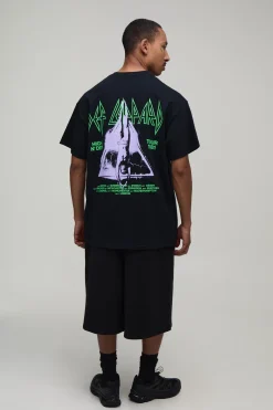 T-shirt Oversized Imprimé Licence Def Leppard Effet Délavé