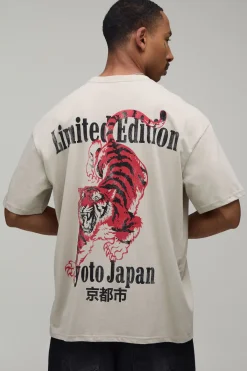 boohooMAN T-shirt Oversize Édition Limitée Imprimé Kyoto Pierre<Homme T-Shirts Impriméstendances|T-Shirts
