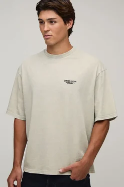 T-shirt Oversize Édition Limitée Effet Délavé Avec Texte En Relief