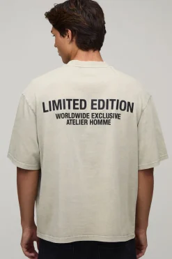 T-shirt Oversize Édition Limitée Effet Délavé Avec Texte En Relief