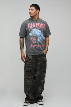 boohooMAN T-shirt Oversize Délavage Acide Imprimé Licence Big Foot<Homme T-Shirts Impriméstendances|T-Shirts
