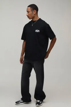 T-shirt Oversize Délavé Avec Broderie Chérubin Bm