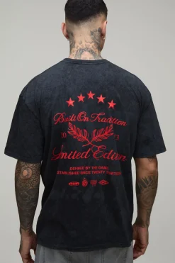 boohooMAN T-shirt Oversize Délavé Charbon Imprimé Built On Tradition Pour Homme Grand<Homme Tout Afficher|Tout Afficher