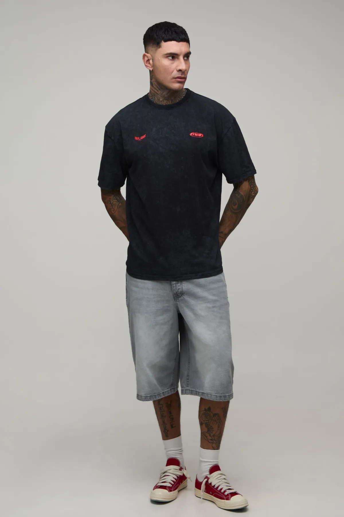 boohooMAN T-shirt Oversize Délavé Charbon Imprimé Built On Tradition Pour Homme Grand<Homme Tout Afficher|Tout Afficher