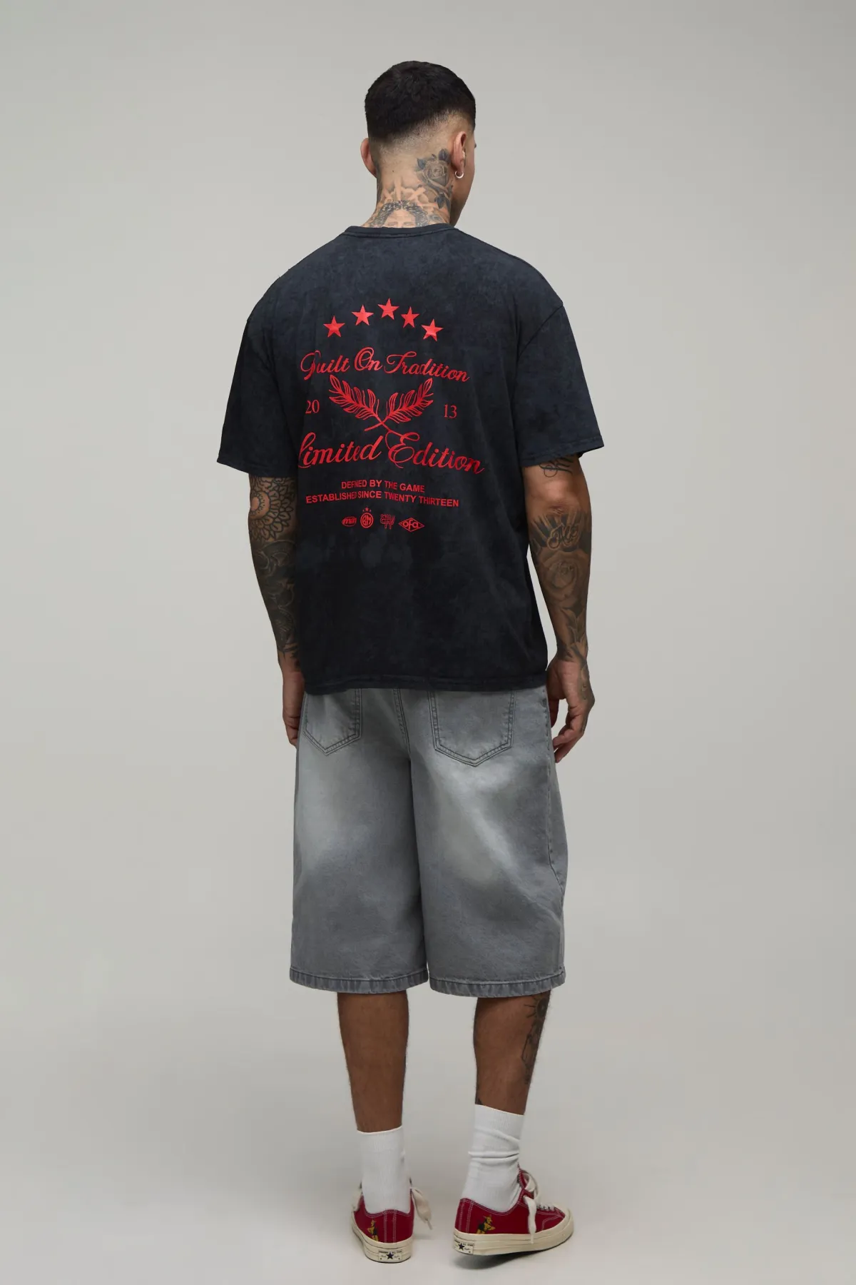 boohooMAN T-shirt Oversize Délavé Charbon Imprimé Built On Tradition Pour Homme Grand<Homme Tout Afficher|Tout Afficher