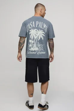 T-shirt Oversize Délavé Imprimé Casa Palms