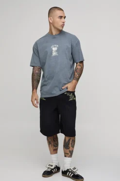 T-shirt Oversize Délavé Imprimé Casa Palms