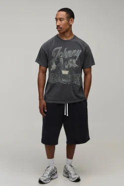 T-shirt Oversize Délavé Imprimé Johnny Cash