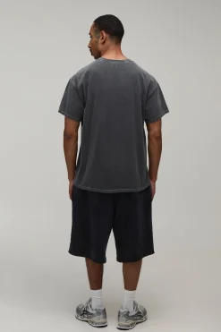 T-shirt Oversize Délavé Imprimé Johnny Cash