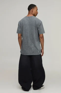 T-shirt Oversize Délavé Imprimé Licence Korn
