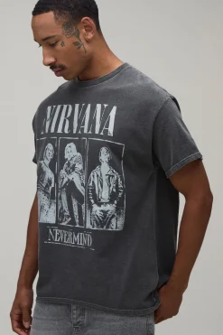 boohooMAN T-shirt Oversize Délavé Imprimé Licence Nirvana<Homme T-Shirts Impriméstendances|T-Shirts