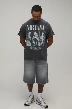 boohooMAN T-shirt Oversize Délavé Imprimé Licence Nirvana<Homme T-Shirts Impriméstendances|T-Shirts