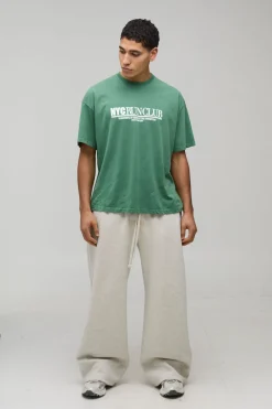 T-Shirt Oversize Délavé Imprimé NYC Run Club