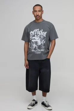 T-shirt Oversize Délavé Imprimé Renaissance