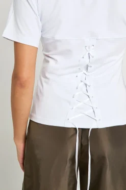 boohoo T-shirt oversize dos à lacets<Femme Satin Et Dentelle|Tops