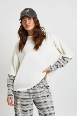 T-shirt Oversize À Double Couche Avec Manches Rayées