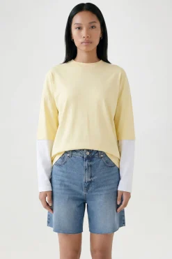 T-shirt Oversize Double Épaisseur À Manches Contrastées