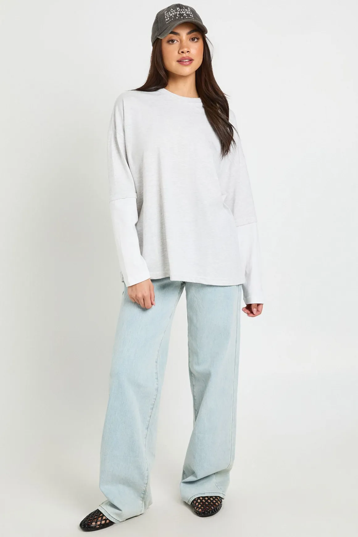 T-shirt Oversize À Double Épaisseur Avec Manches Contrastées