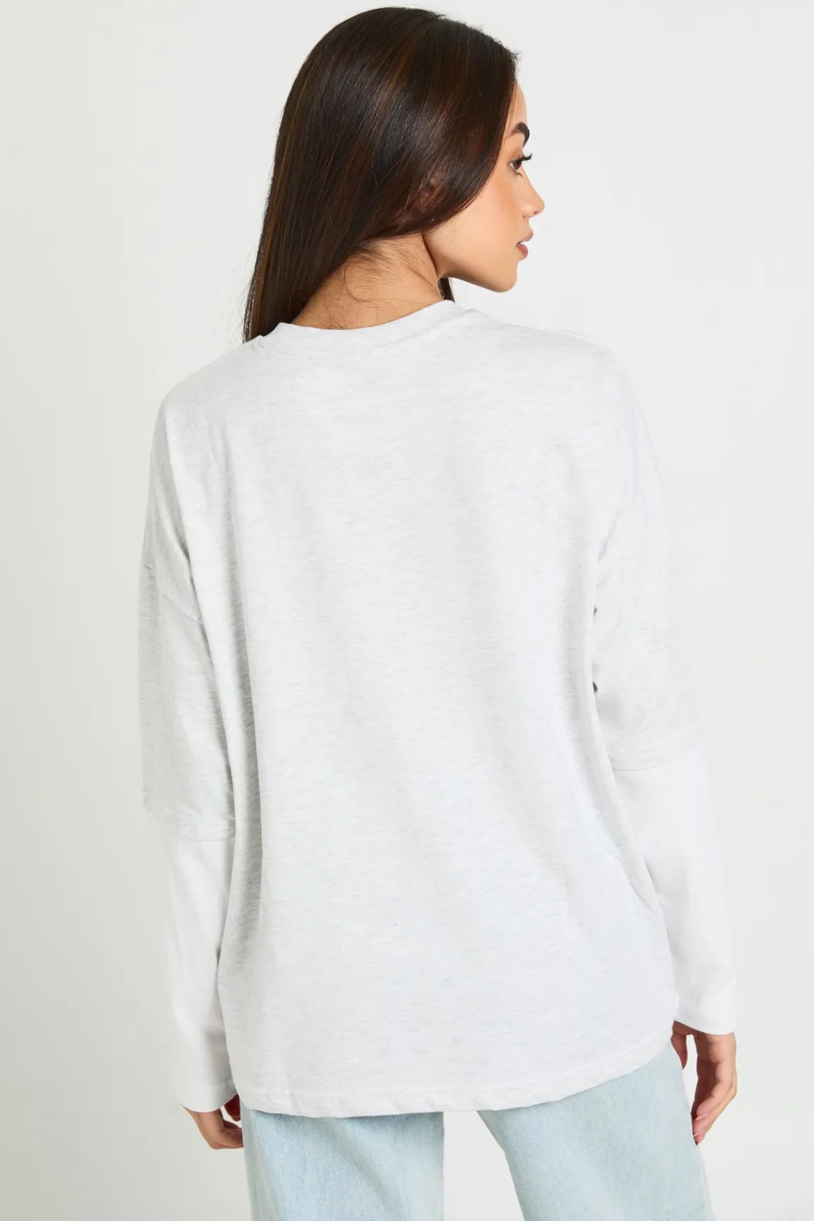 T-shirt Oversize À Double Épaisseur Avec Manches Contrastées