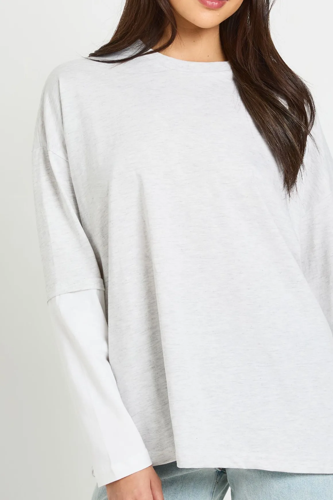 T-shirt Oversize À Double Épaisseur Avec Manches Contrastées
