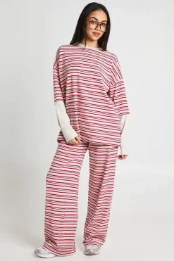 T-shirt Oversize Double Épaisseur À Rayures
