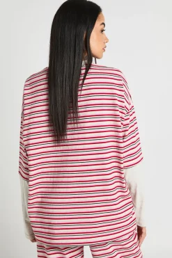 T-shirt Oversize Double Épaisseur À Rayures