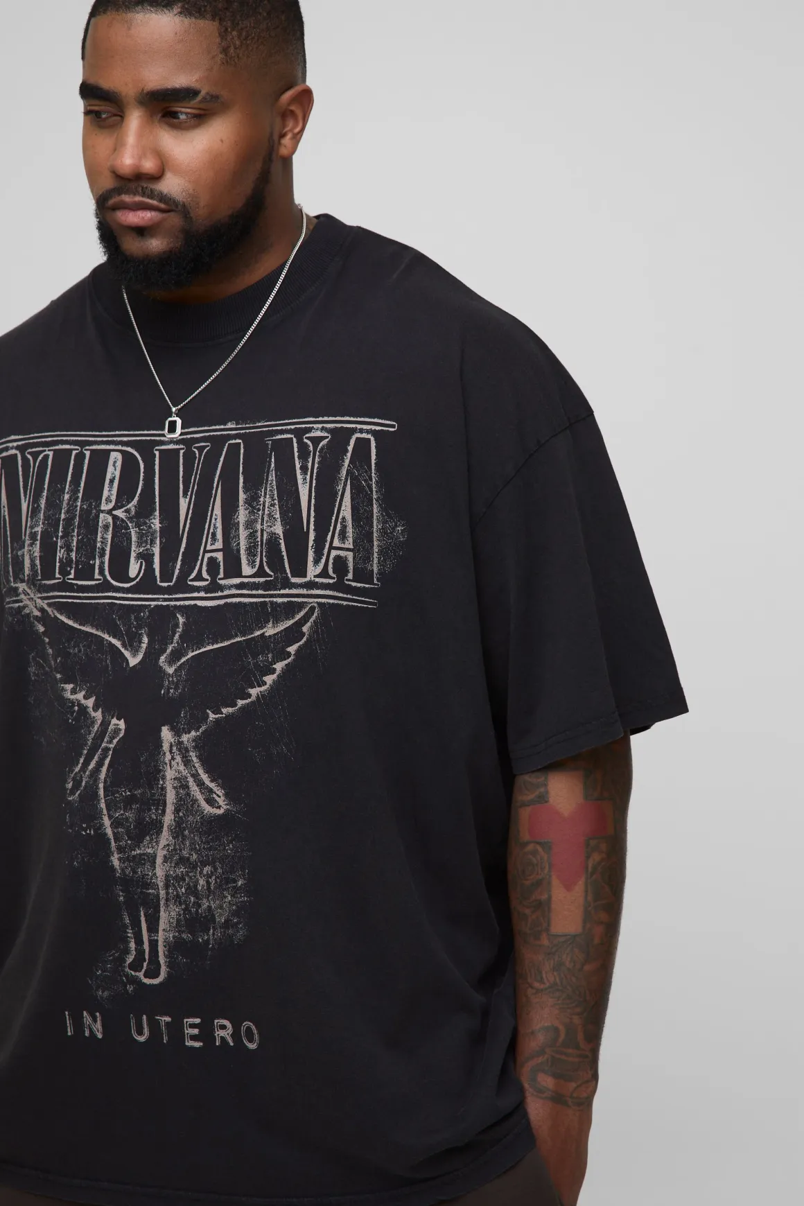 T-shirt Oversized Plus Licence Nirvana Imprimé Acid Wash