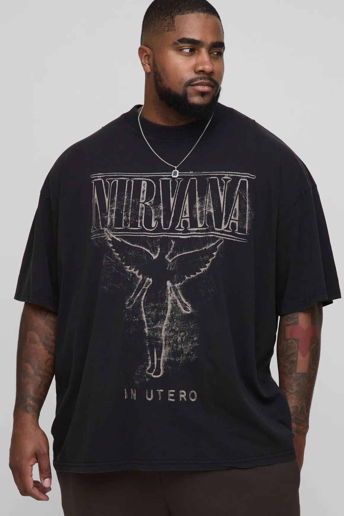 T-shirt Oversized Plus Licence Nirvana Imprimé Acid Wash