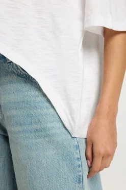 T-shirt Oversized Semi-transparent En Coton Slub À Ourlet Arrondi