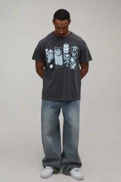 boohooMAN T-shirt Oversize Effet Délavé Imprimé Avengers<Homme T-Shirts Impriméstendances|T-Shirts
