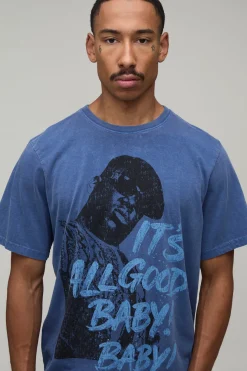 T-shirt Oversize Effet Délavé Imprimé Licence Biggie It's All Good
