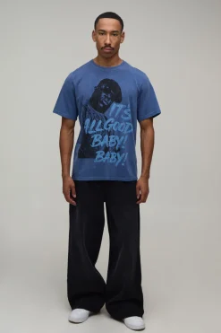 T-shirt Oversize Effet Délavé Imprimé Licence Biggie It's All Good