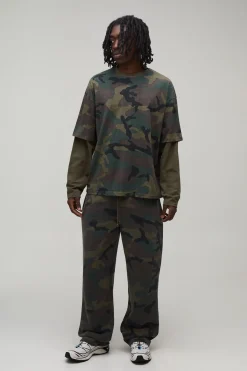 T-shirt Oversize Effet Superposition Camouflage