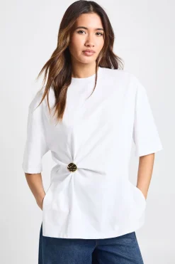 T-shirt oversize en coton avec détail de garniture dorée