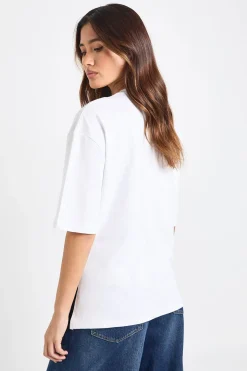 T-shirt oversize en coton avec détail de garniture dorée