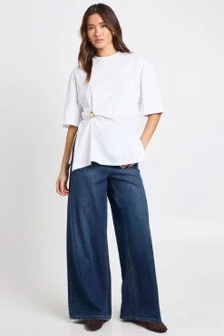 T-shirt oversize en coton avec détail de garniture dorée