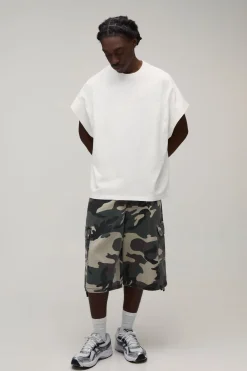 boohooMAN T-shirt Oversize En Coton Flammé À Manches Courtes Raglan<Homme T-Shirts