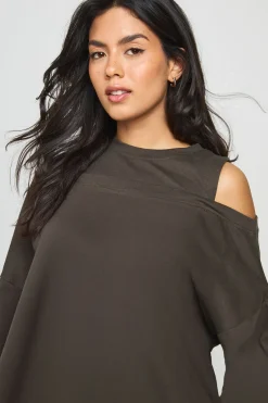 boohoo T-shirt Oversize En Coton Épais Avec Épaules Dénudées<Femme Tops