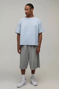 boohooMAN T-shirt Oversize En Denim Stretch À Coupe Carrée<Homme Denim|Denim