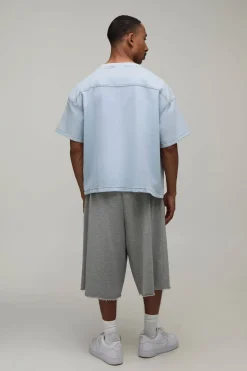 boohooMAN T-shirt Oversize En Denim Stretch À Coupe Carrée<Homme Denim|Denim
