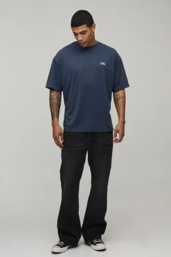 T-shirt Oversize En Interlock Lourd Floqué Motif Botanique