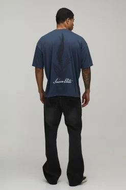 T-shirt Oversize En Interlock Lourd Floqué Motif Botanique