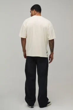 T-shirt Oversize En Interlock Épais À Imprimé Floral Asymétrique